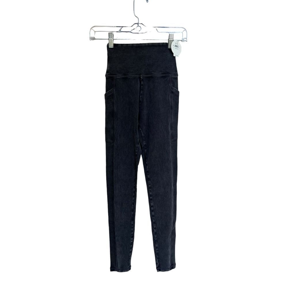 Aerie OG‎ Leggings Acid Washed Black Hi Rise Short Inseam Original Size XS NWT
